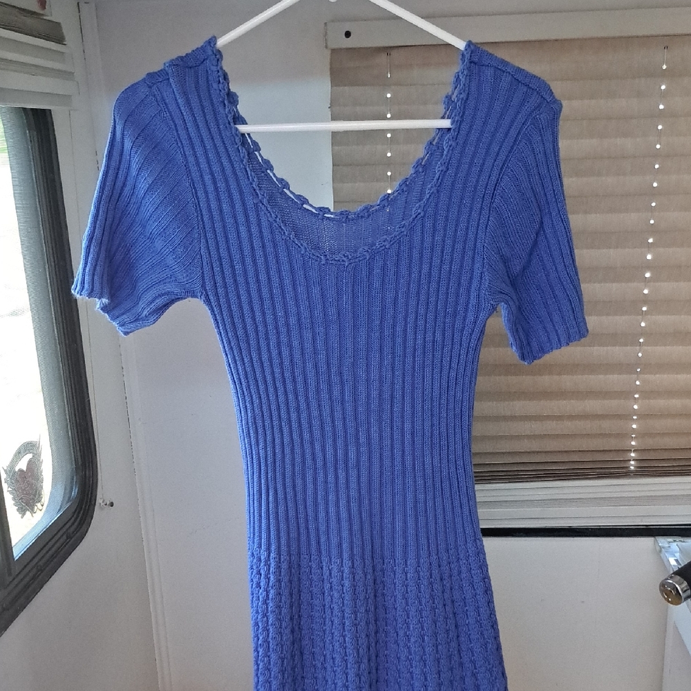Blue Ribbed Maxi Dress
